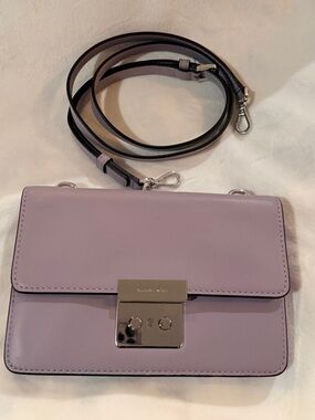 Michael Kors Lavender Leather Crossbody Bag with Silver Hardware